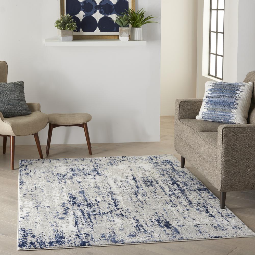 CYR03 Cyrus Ivory/Navy Area Rug- 5'3" x 7'3". Picture 9