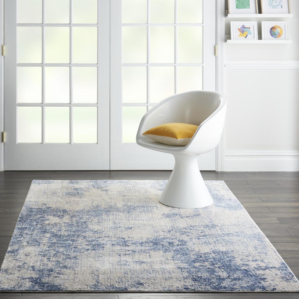 Sleek Textures Area Rug, Ivory/Blue, 3'11" x 5'11". Picture 4