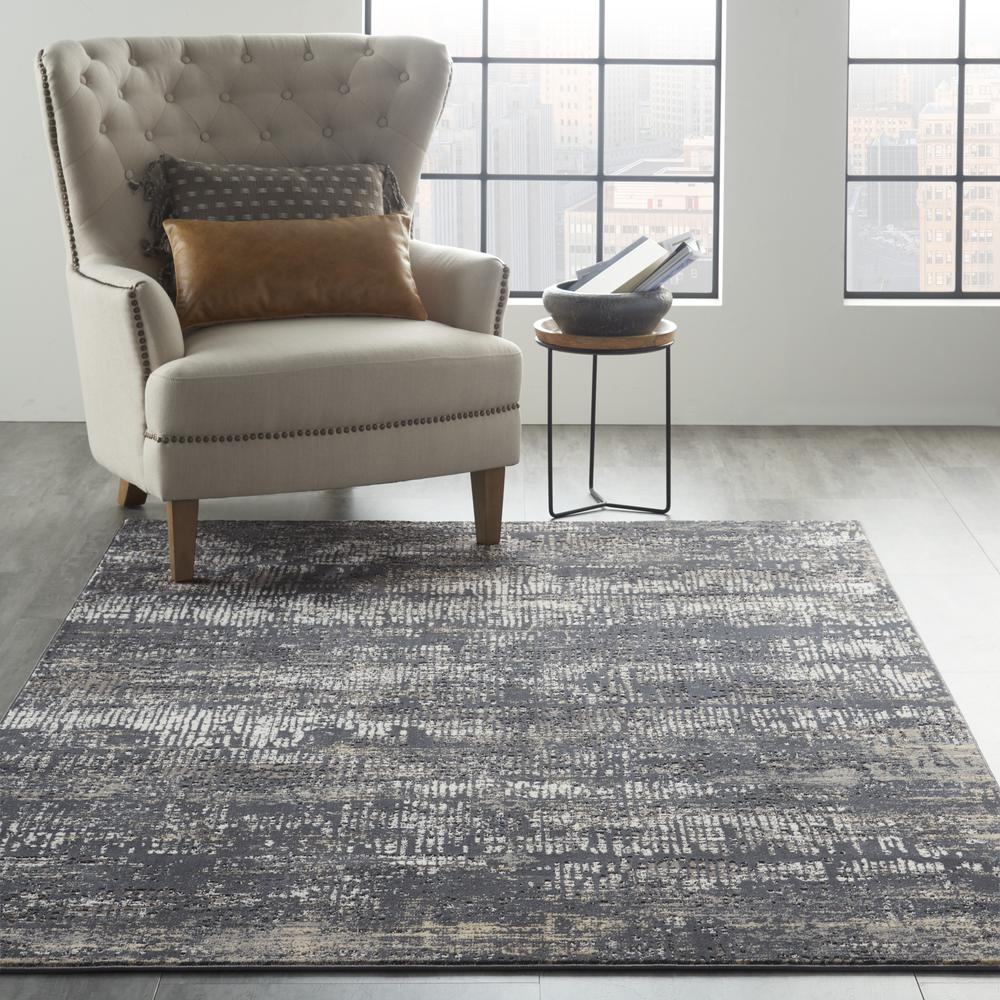 Michael Amini MA90 Uptown Area Rug, Charcoal Grey, 5'3" x 7'7", UPT03. Picture 2