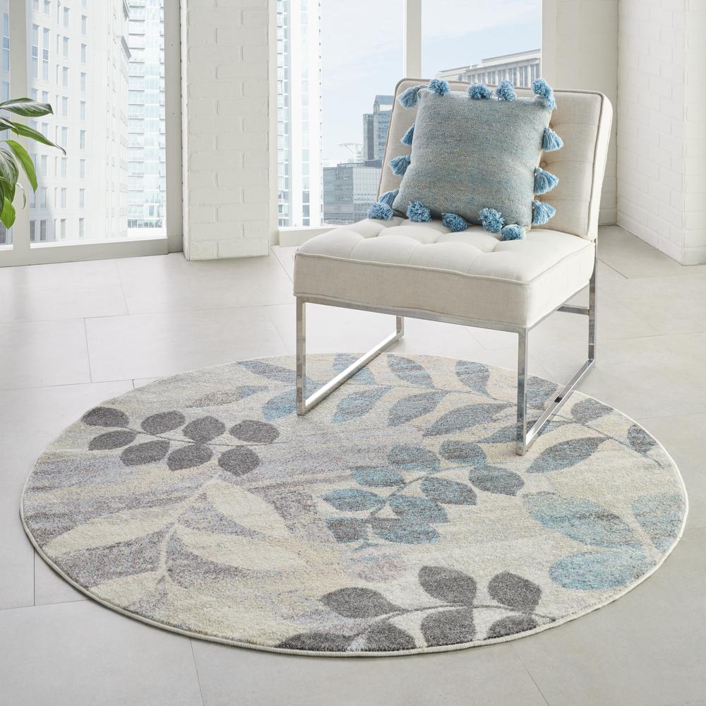 Tranquil Area Rug, Ivory/Light Blue, 5'3" x ROUND. Picture 9