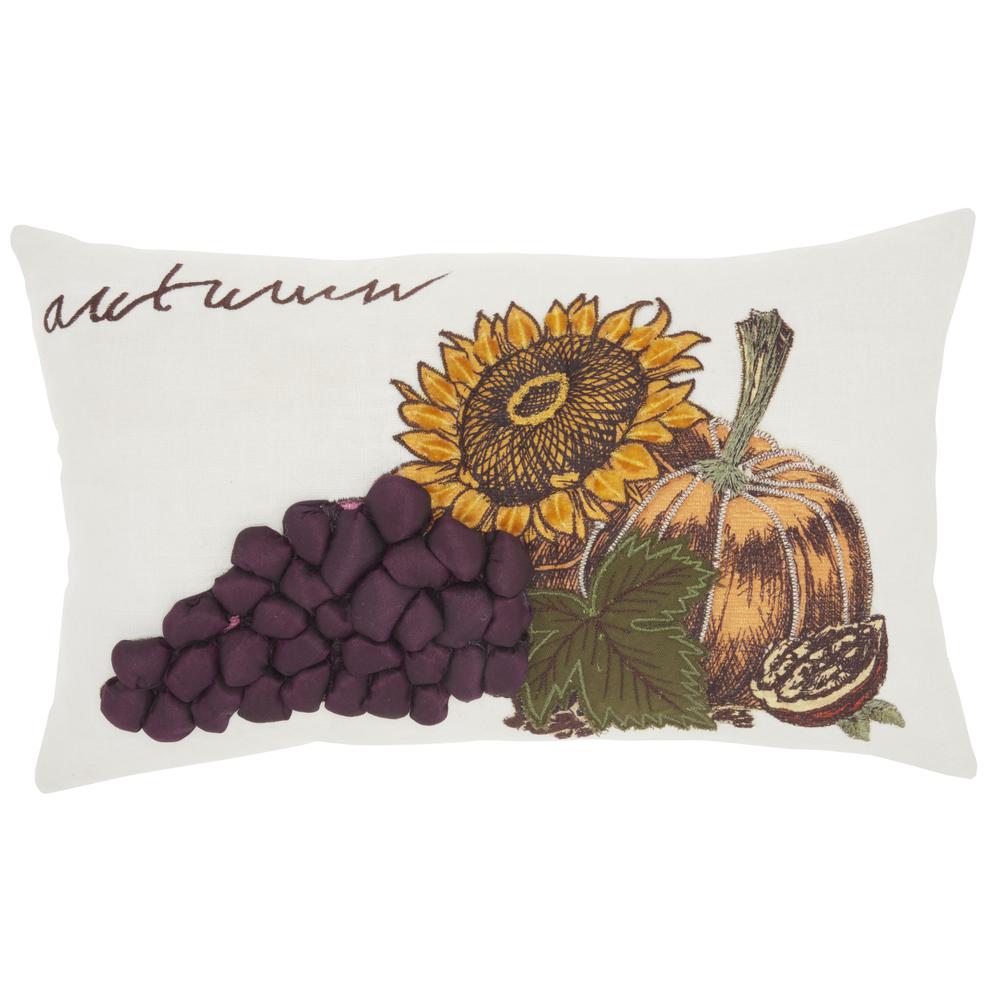 Mina Victory Holiday Pillows Harvest Sunflower 12" x 20" Multicolor Indoor Throw Pillow. Picture 1