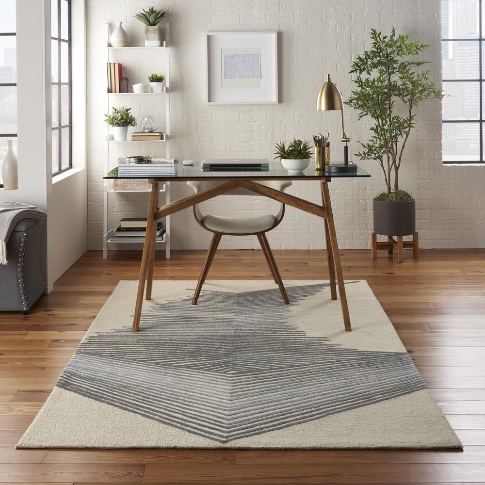 Symmetry Area Rug, Ivory/Grey, 5'3" X 7'9". Picture 4