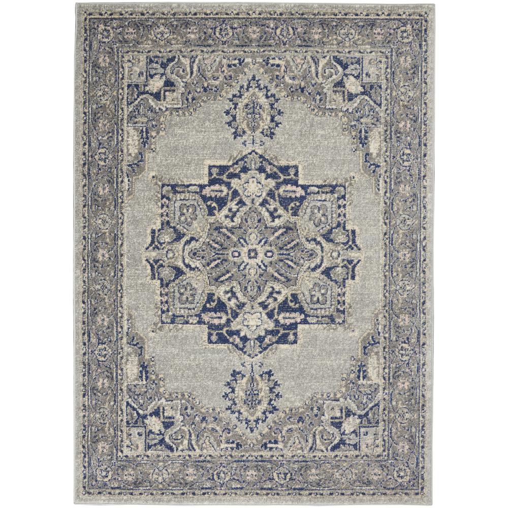 TRA14 Tranquil Grey/Navy Area Rug- 5'3" x 7'3". Picture 1