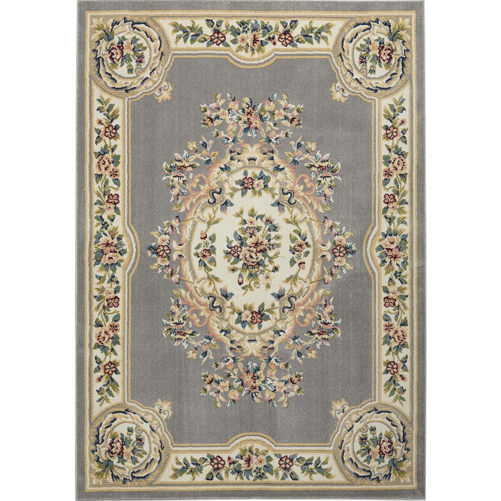 ABS1 Aubusson Grey Area Rug- 3'3" x 5'3". Picture 1