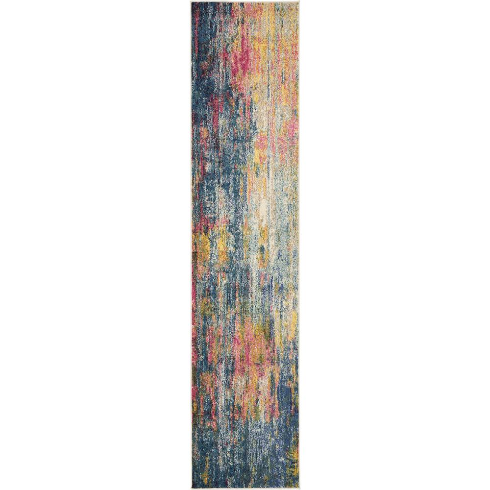 Celestial Area Rug, Blue/Yellow, 2'2"X10'. Picture 1