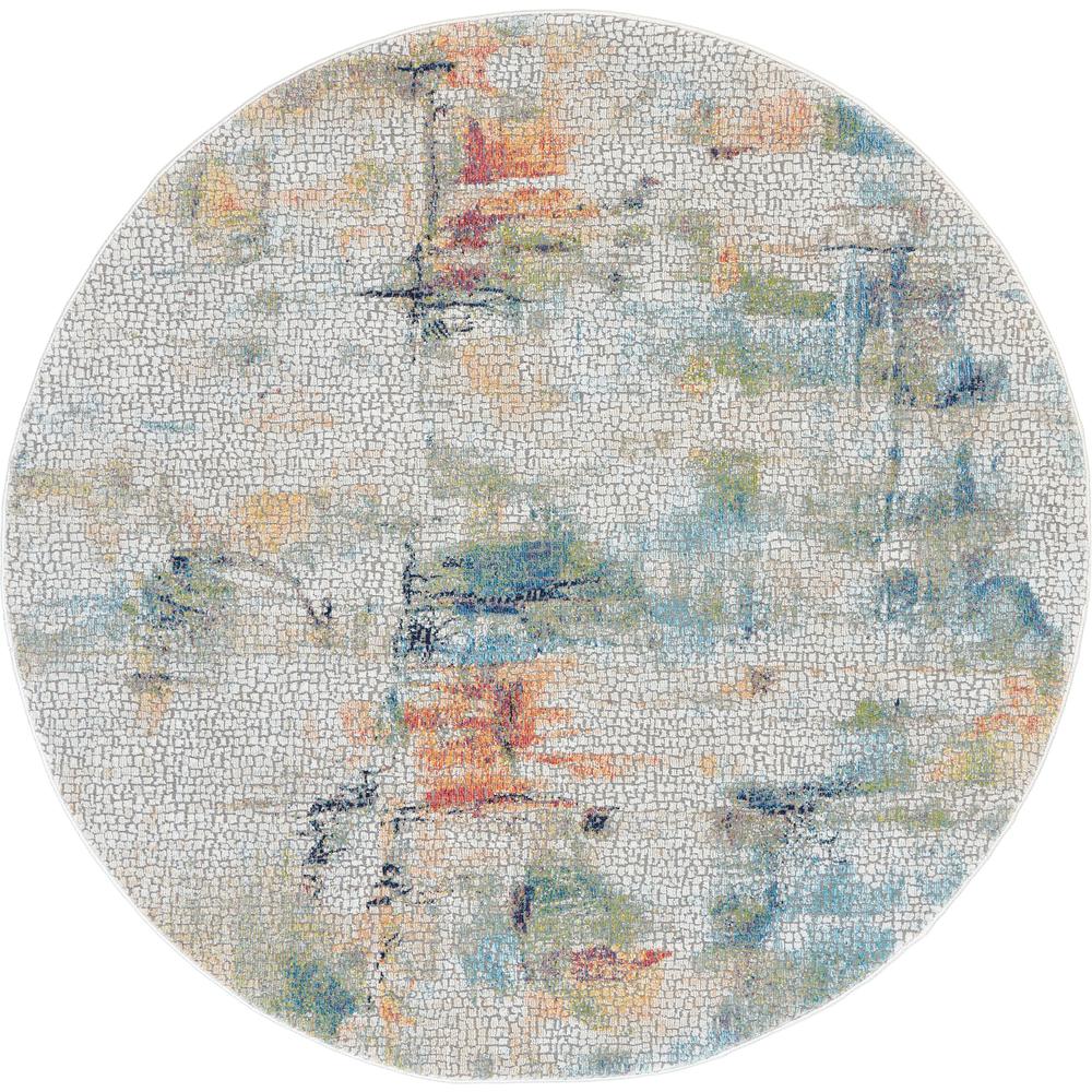 Global Vintage Area Rug, Ivory/Multicolor, 6' x ROUND. Picture 1