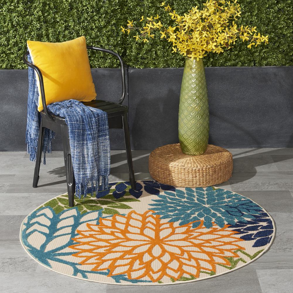 Tropical Round Area Rug, 4' x Round. Picture 9