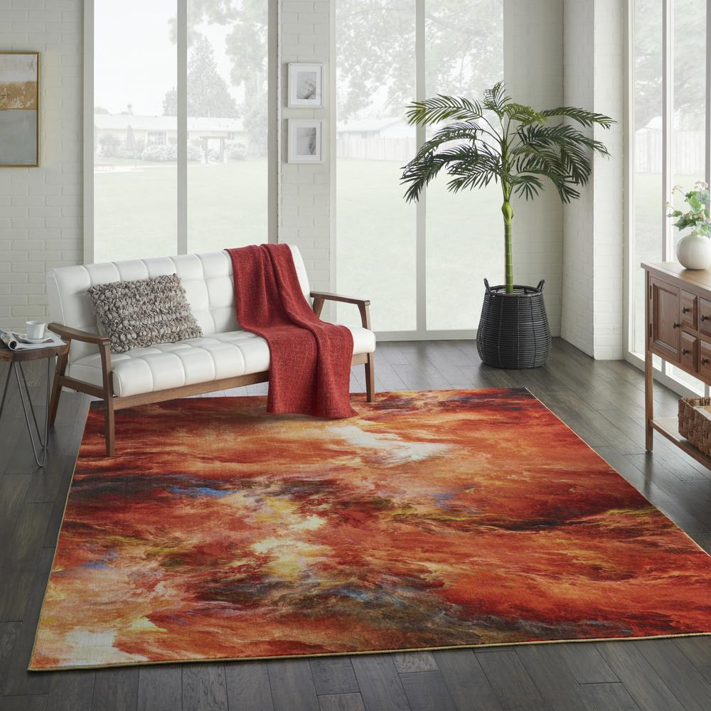 Nourison Le Reve Area Rug, Red Flame, 7'9" x 9'9", LER05. Picture 9