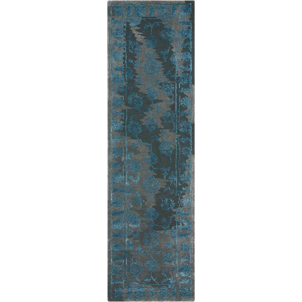 Opaline Area Rug, Charcoal/Blue, 2'3" x 8'. Picture 1