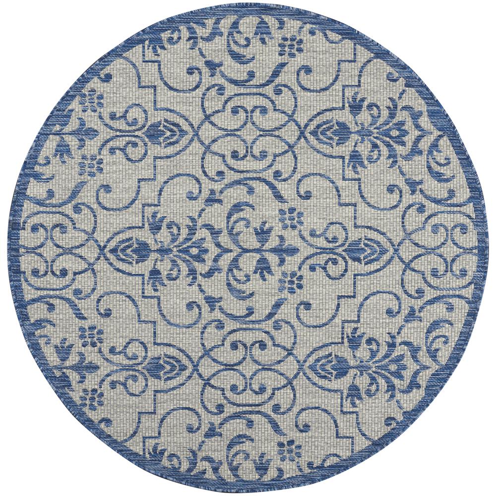 GRD04 Garden Party Ivory Blue Area Rug- 5'3" x round. Picture 1