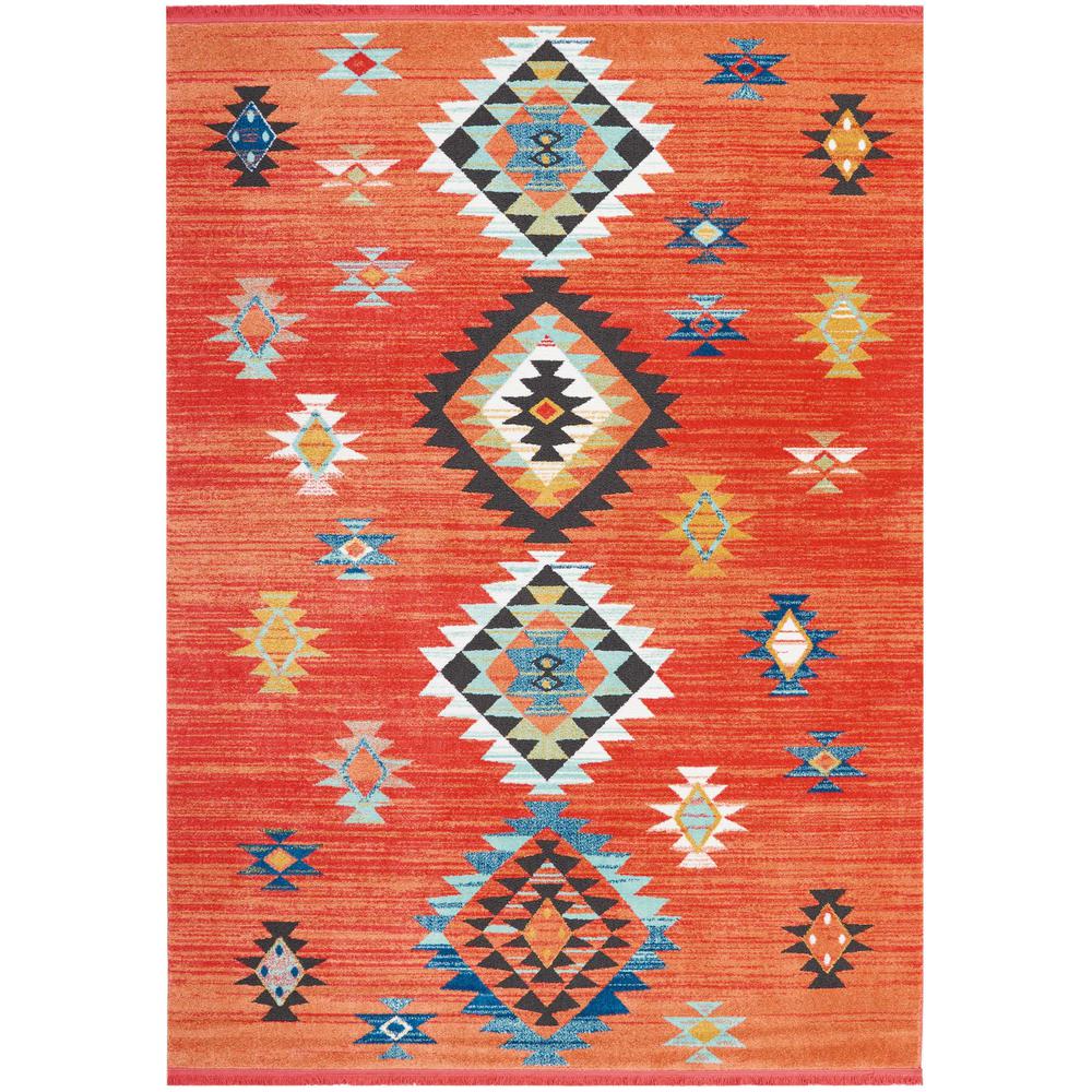Tribal Decor Area Rug, Red, 9'3" x 13'. The main picture.