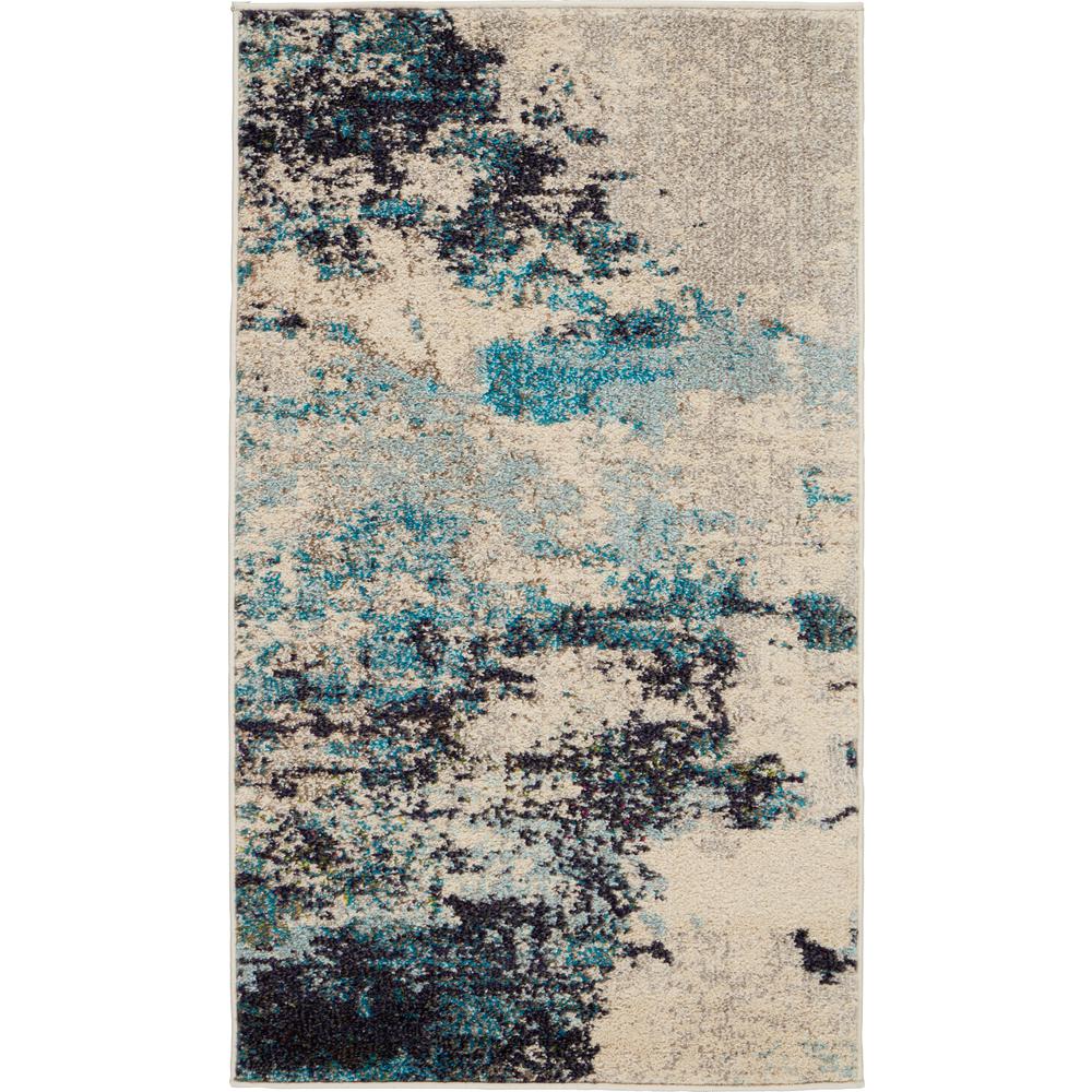 Celestial Area Rug, Ivory/Teal Blue, 2'2" x 3'9". The main picture.