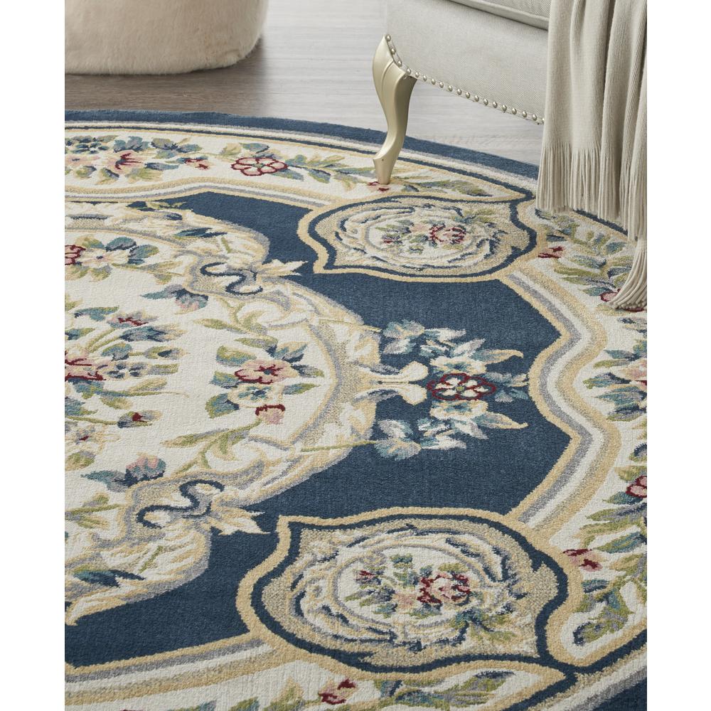 ABS1 Aubusson Navy Area Rug- 7'10" x round. Picture 8