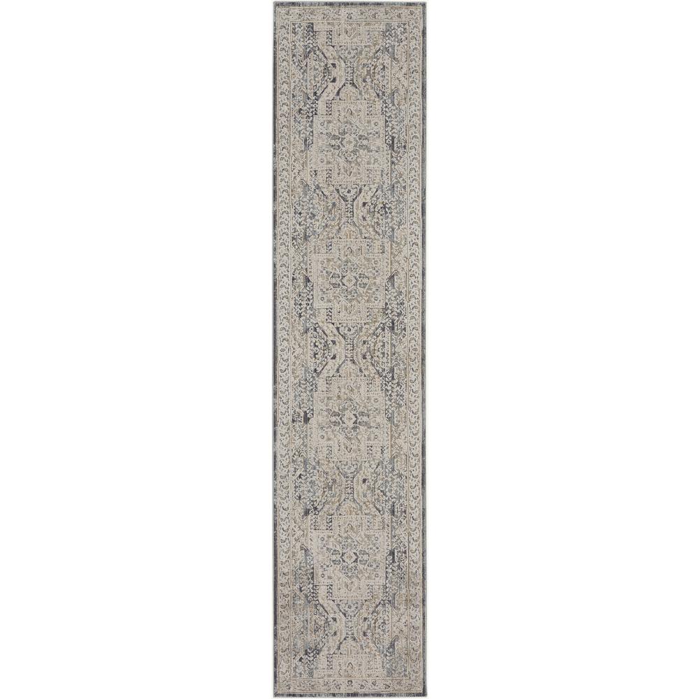 Nourison Nyle 2'3 x 8' Ivory Charcoal Area Rug. Picture 1