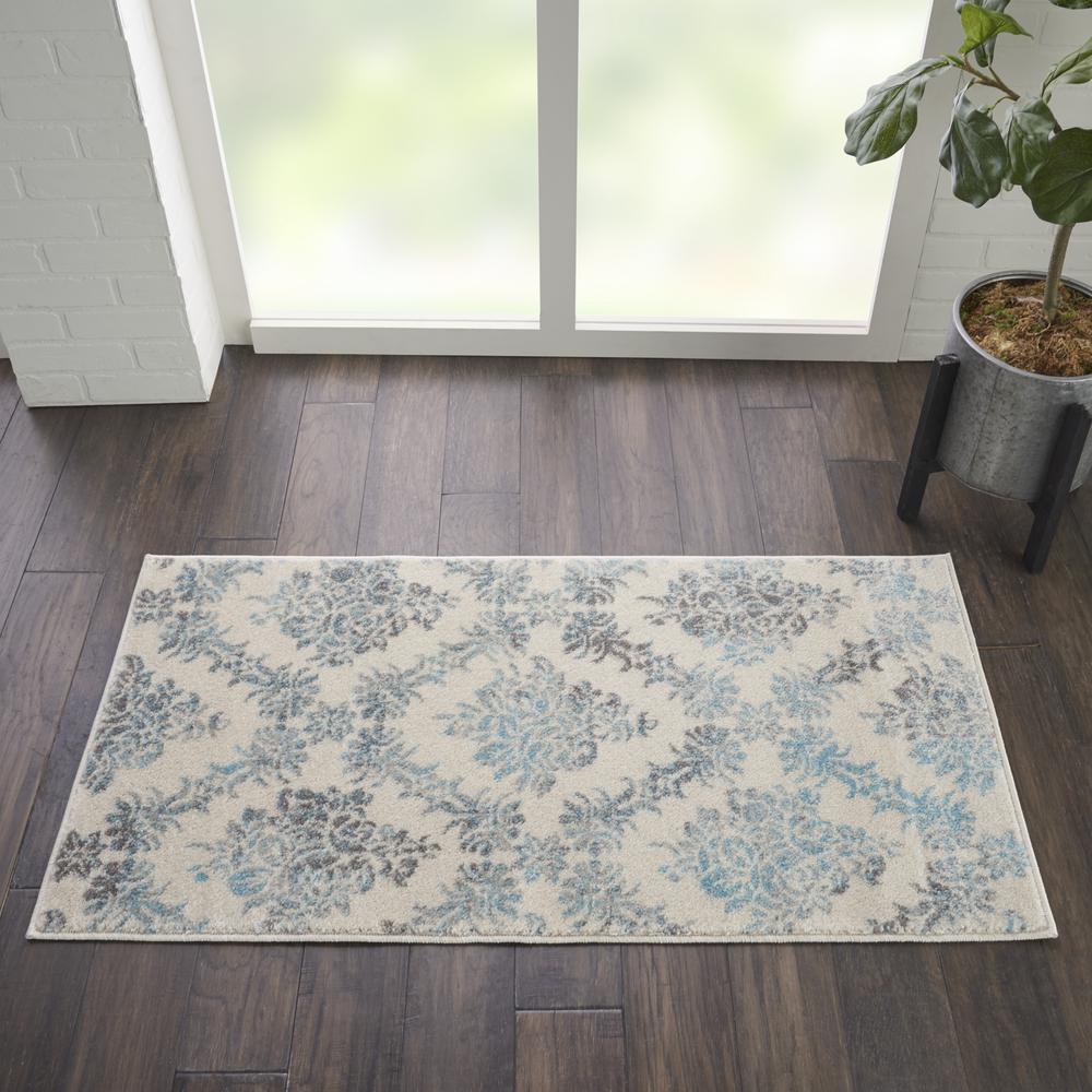 Tranquil Area Rug, Ivory/Turquoise, 2' X 4'. Picture 8