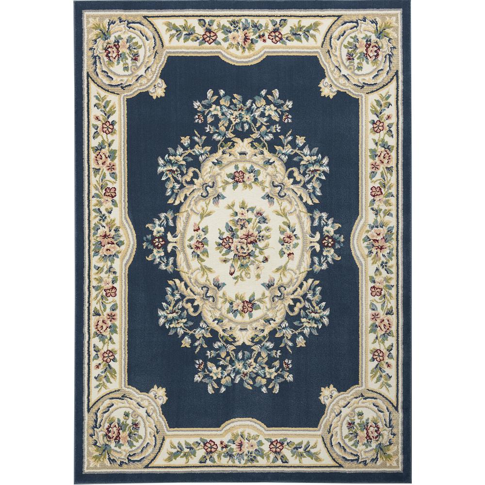 ABS1 Aubusson Navy Area Rug- 3'3" x 5'3". Picture 1