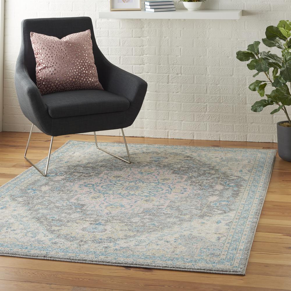 Tranquil Area Rug, Light Grey/Multicolor, 5'3" X 7'3". Picture 9