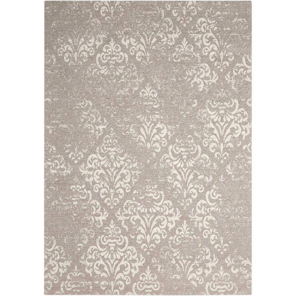 Damask Area Rug, Ivory/Grey, 8' x 10'. Picture 1