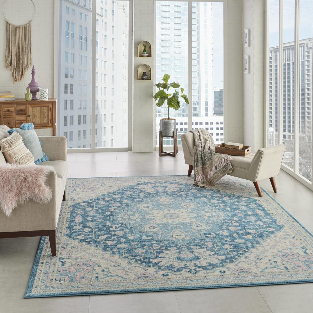 Tranquil Area Rug, Ivory/Turquoise, 8' X 10'. Picture 9