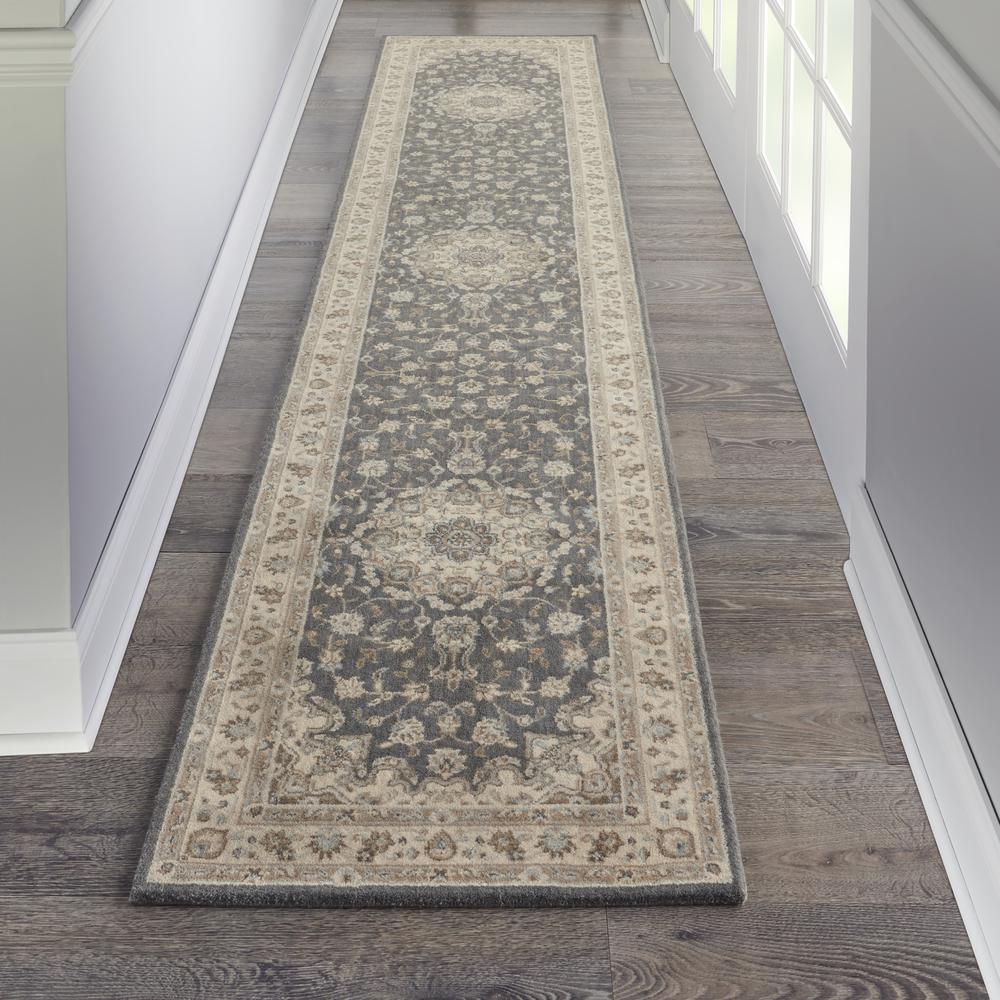 Nourison Living Treasures Runner Area Rug, 2'6" x 12', Grey/Ivory. Picture 2
