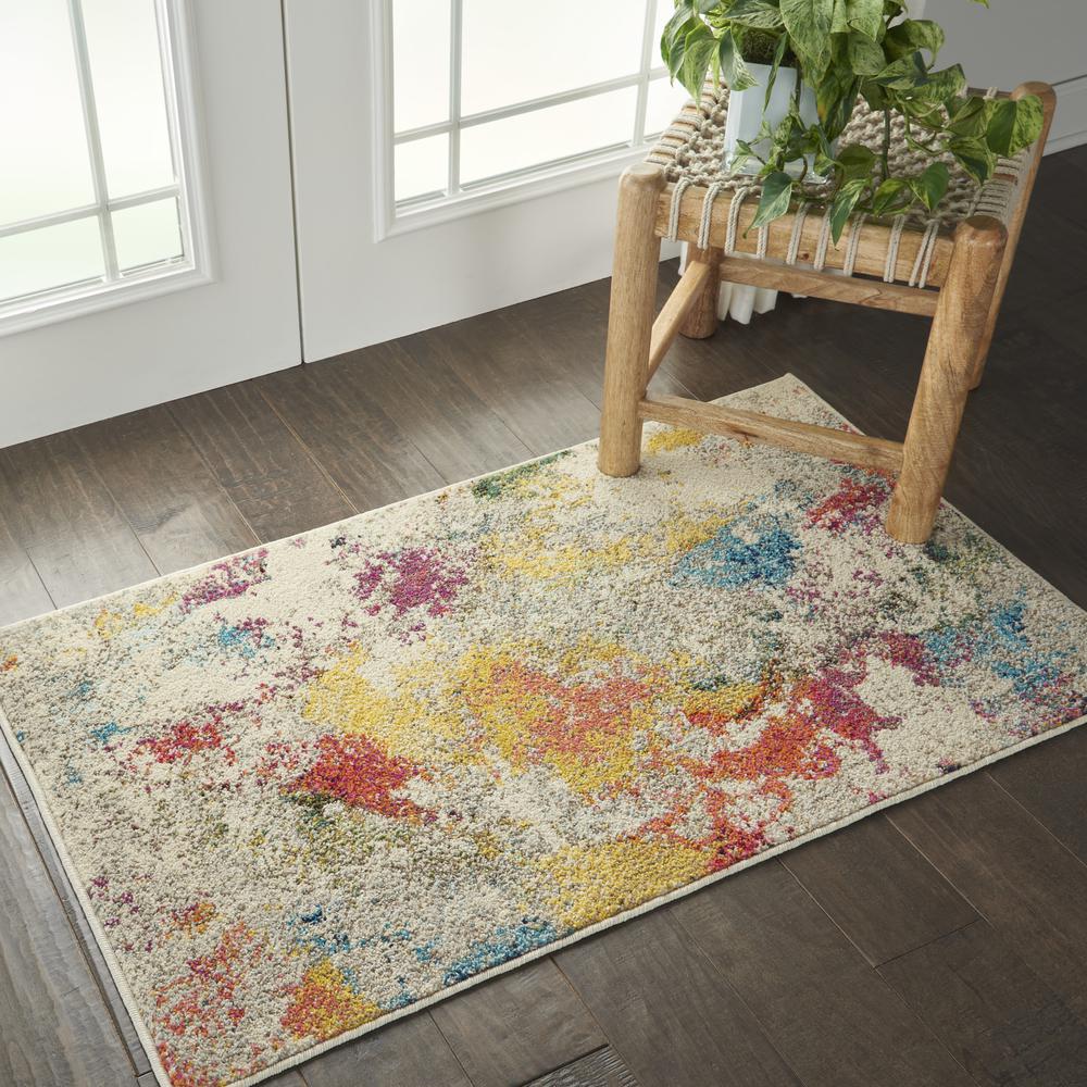 Celestial Area Rug, Ivory/Multicolor, 2'2"X3'9". Picture 5