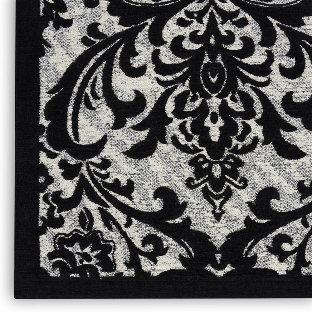 Damask Area Rug, Black/White, 5' x 7'. Picture 5