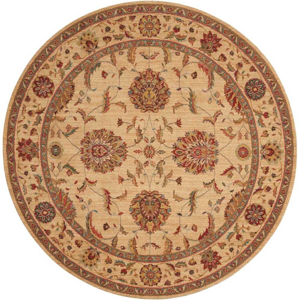Round Traditional Machine Made Area Rug. Picture 1