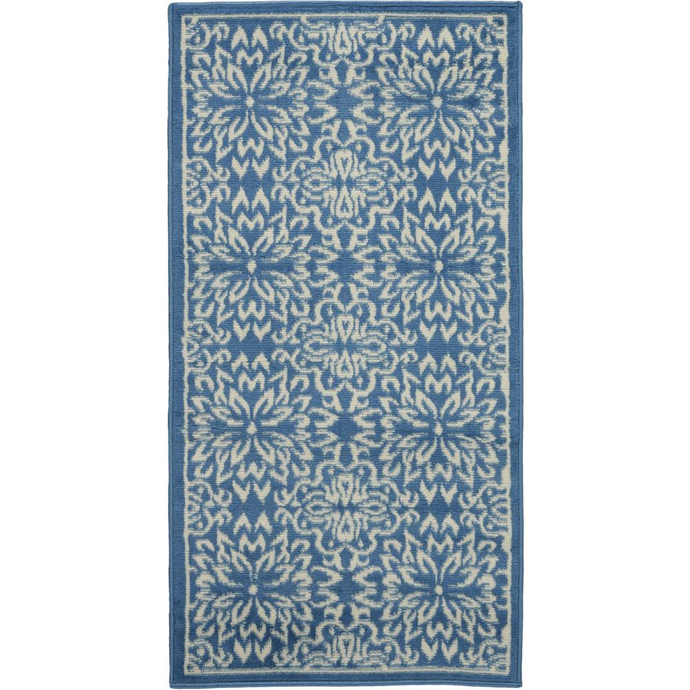 Nourison Jubilant Runner Area Rug, 2' x 4', Ivory/Blue. Picture 1