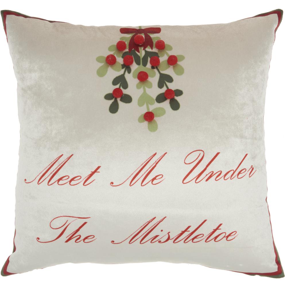 Nourison Holiday Pillows Mistletoe 18" x 18" Multicolor Indoor Throw Pillow. Picture 1