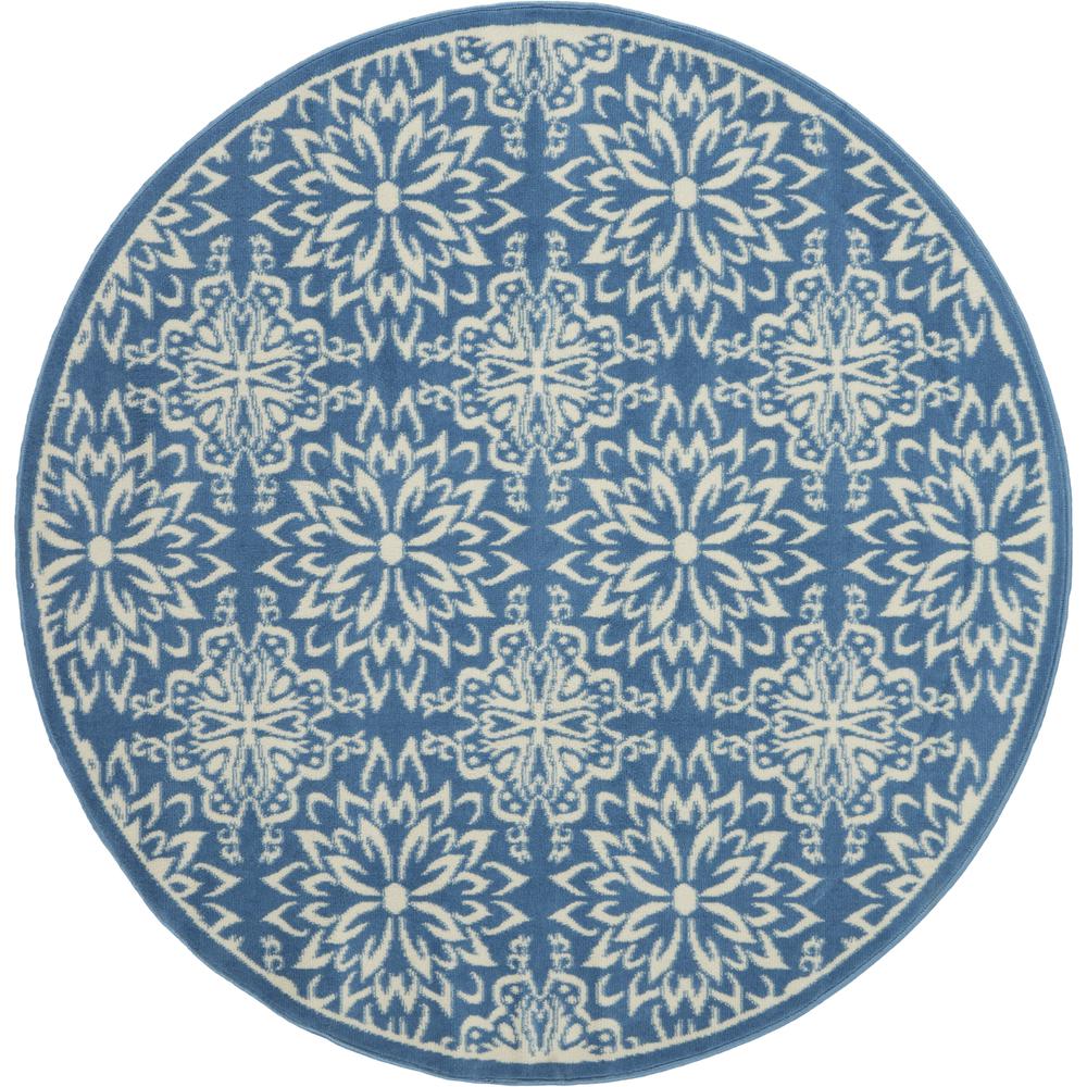 Nourison Jubilant Round Area Rug, 5'3" x round, Ivory/Blue. Picture 1