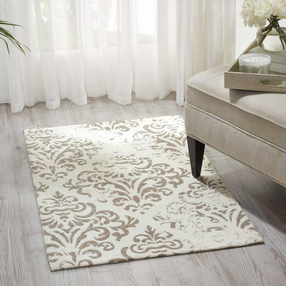 Damask Area Rug, Ivory, 2'3" x 3'9". Picture 4