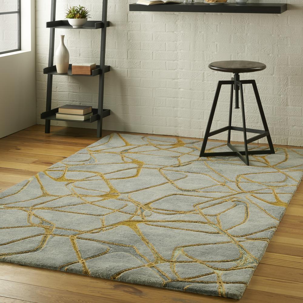 Symmetry Area Rug, Grey/Yellow, 3'9" X 5'9". Picture 6