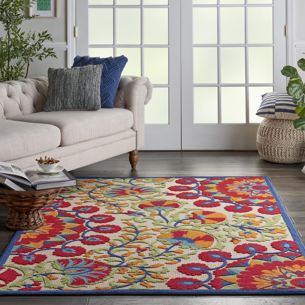 Aloha Area Rug, Red/Multicolor, 3'6" x 5'6". Picture 4