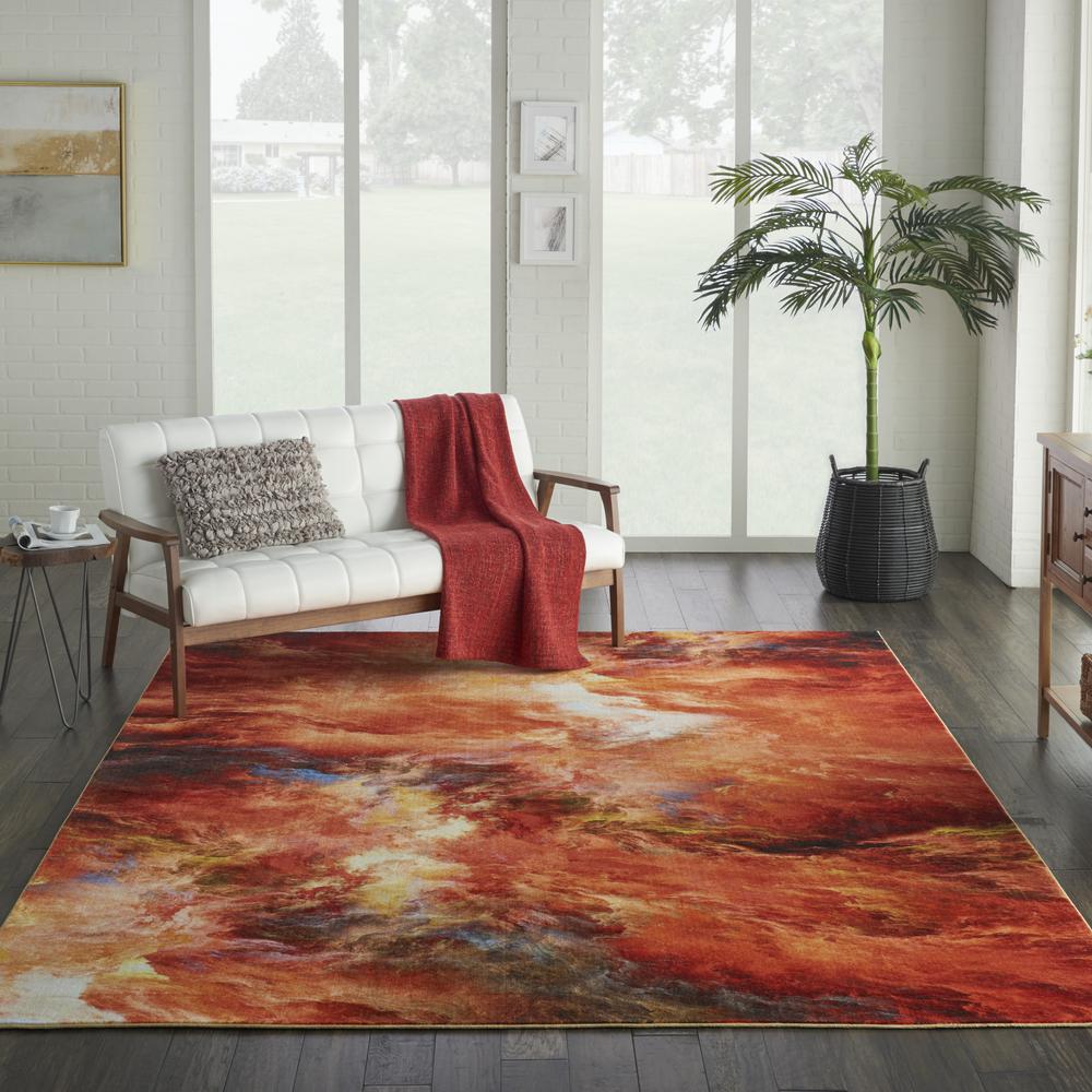 Nourison Le Reve Area Rug, Red Flame, 7'9" x 9'9", LER05. Picture 2