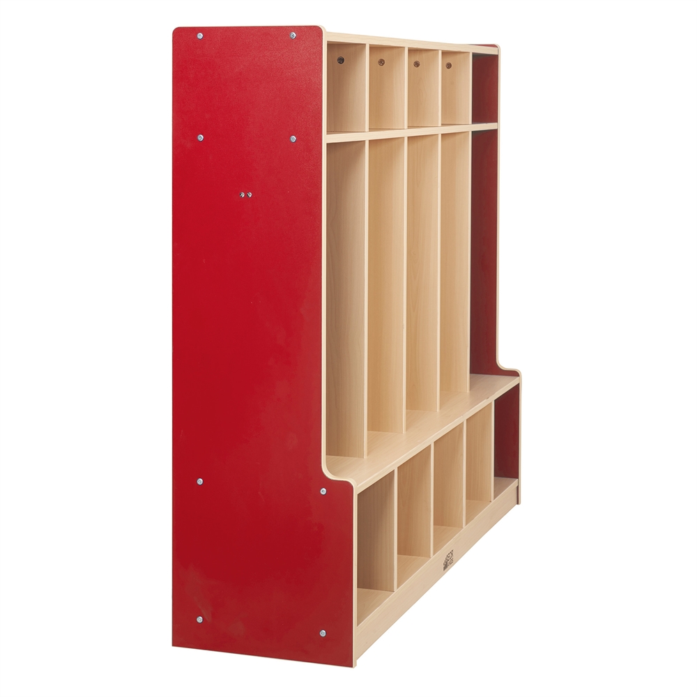 CE 5 Section Coat Locker With Bench Red