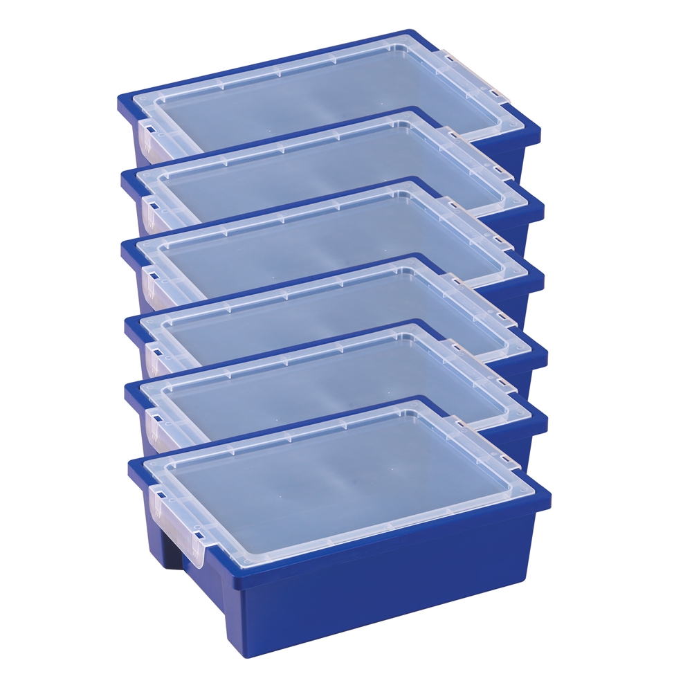 Small Storage Bins with Lid - Blue, set of 6