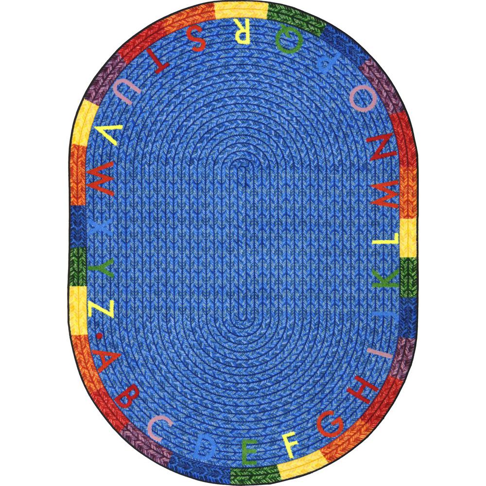 Joy Carpet Alphabet Braid Multi 5'4" x 7'8" Oval. Picture 1