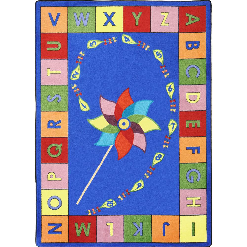 Joy Carpet Alphabet Pinwheel Multi 5'4" x 7'8" Oval. The main picture.