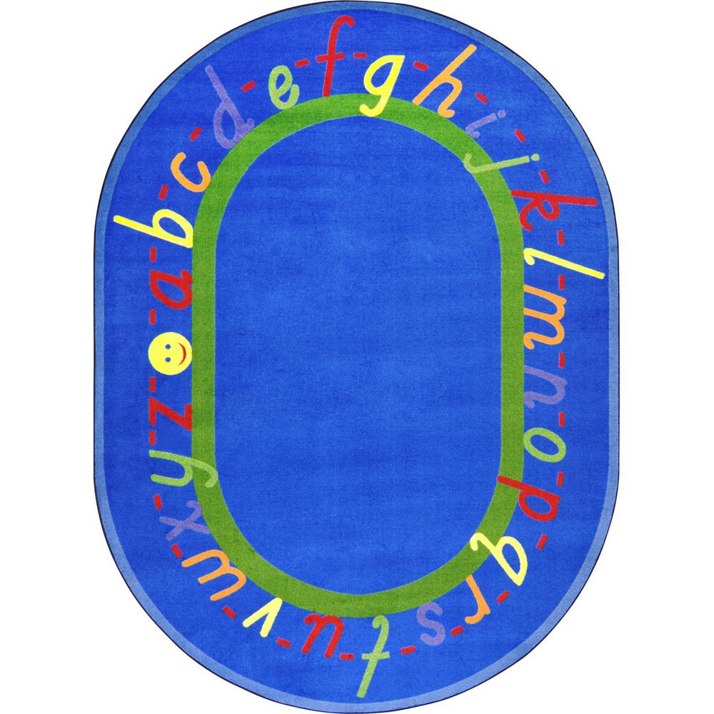 Joy Carpet Alphascript Blue 7'8" x 10'9" Oval. Picture 1