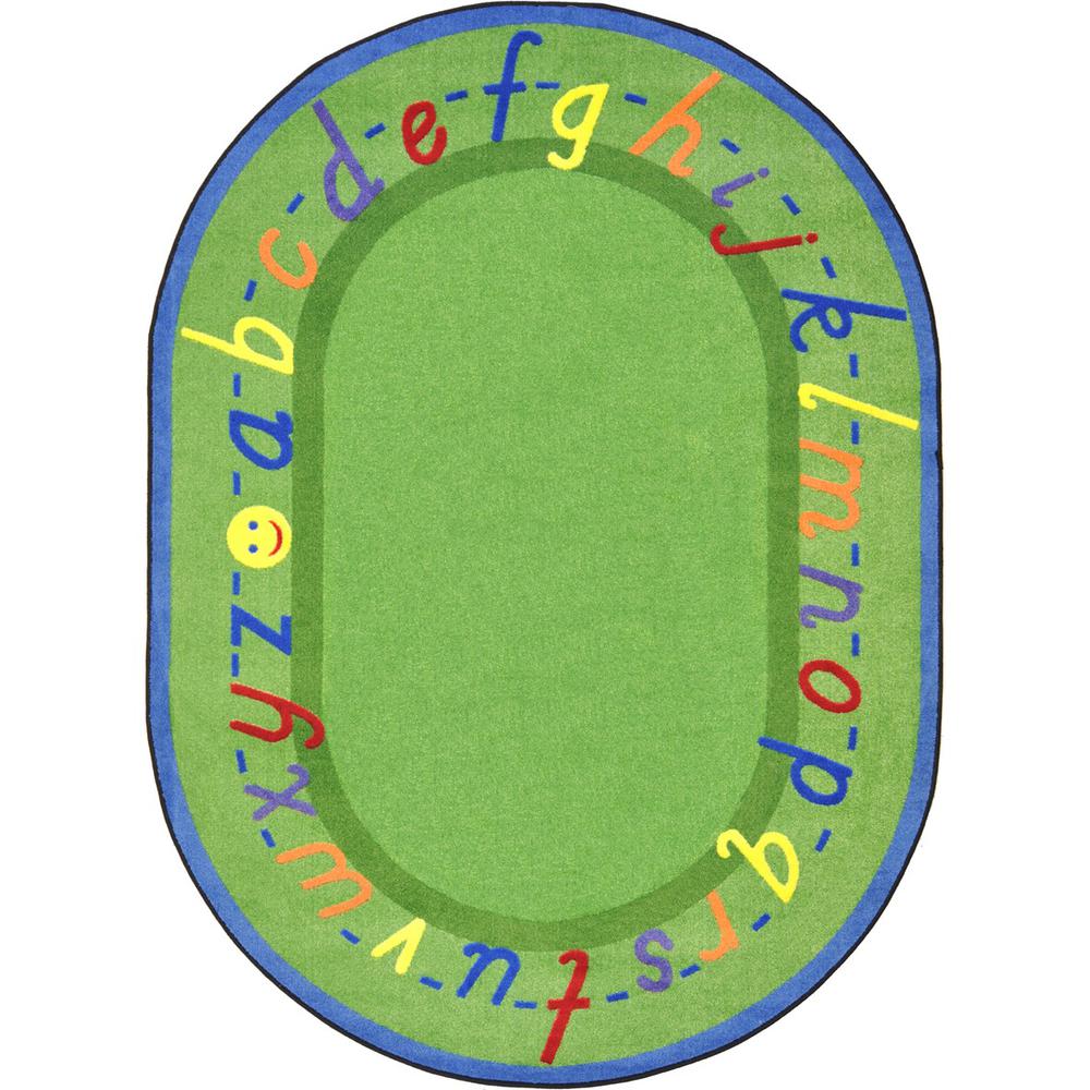 Joy Carpet Alphascript Green 7'8" x 10'9" Oval. Picture 1