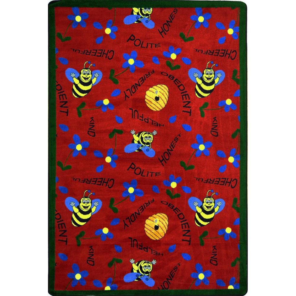 Joy Carpet Bee Attitudes Red 5'4" x 7'8". The main picture.