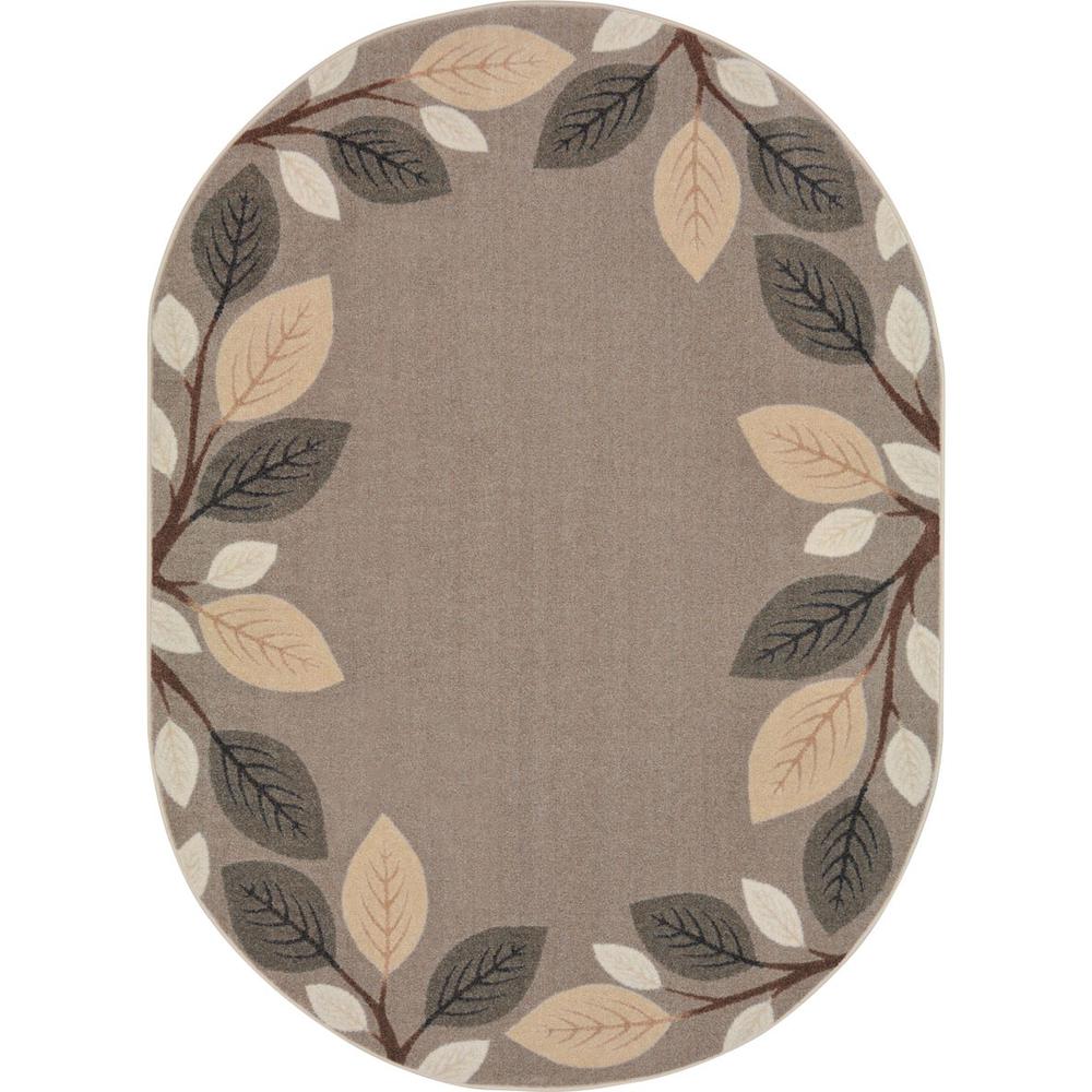 Joy Carpet Breezy Branches Neutral 7'8" x 10'9" Oval. The main picture.