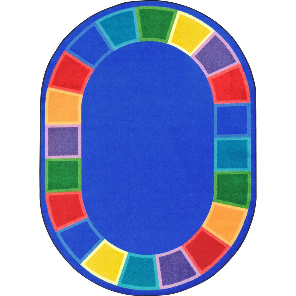 Joy Carpet Color Tones Multi 5'4" x 7'8" Oval. Picture 1