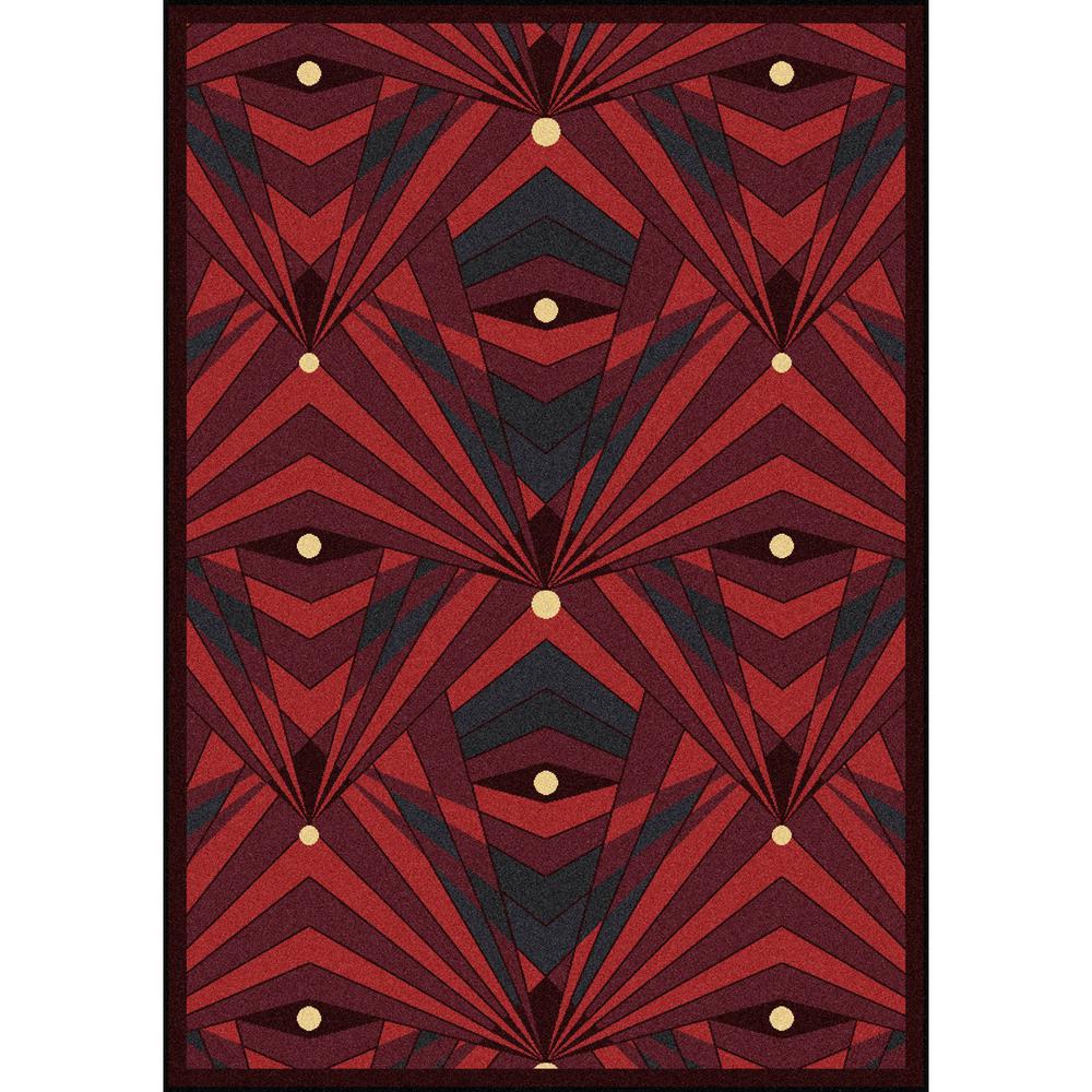 Joy Carpet Deco Strobe Burgundy 5'4" x 7'8". Picture 1