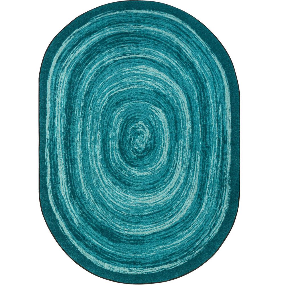 Feeling Fun 7'8" x 10'9" Oval area rug in color Teal. Picture 1