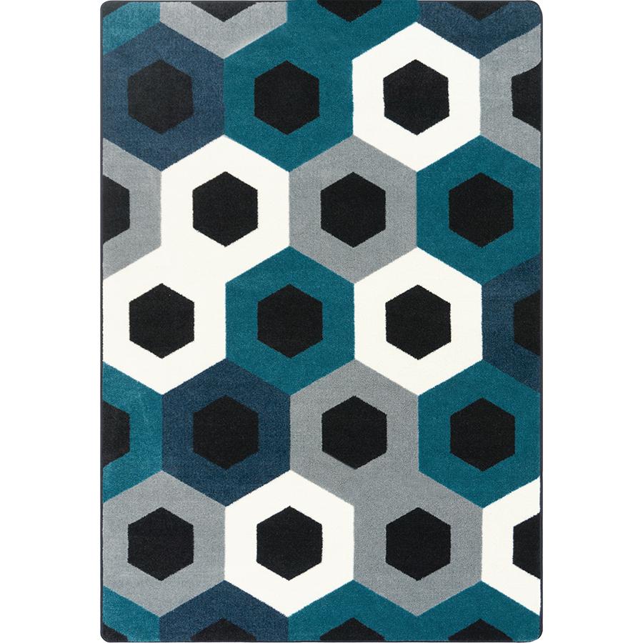 Hexed 5'4" x 7'8" area rug in color Sapphire. Picture 1