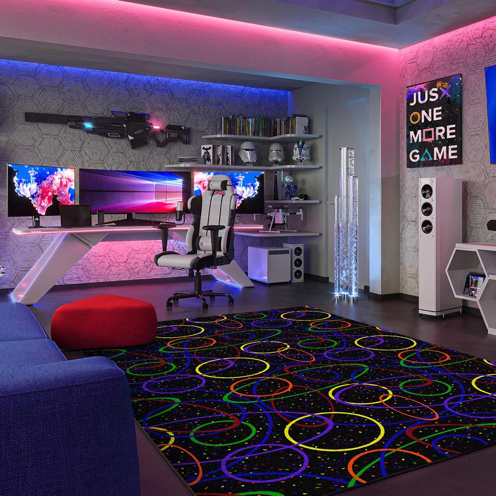 Looped 6' x 6' area rug in color Fluorescent. Picture 2