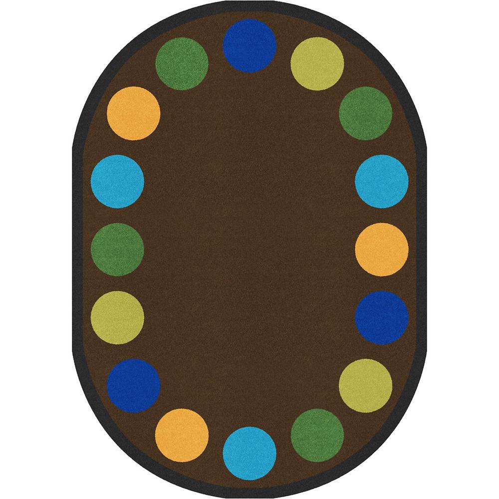 LOTS OF DOTS RUG 7.8 X 10.9 OVAL 16 DOTS EARTHTONE. Picture 1