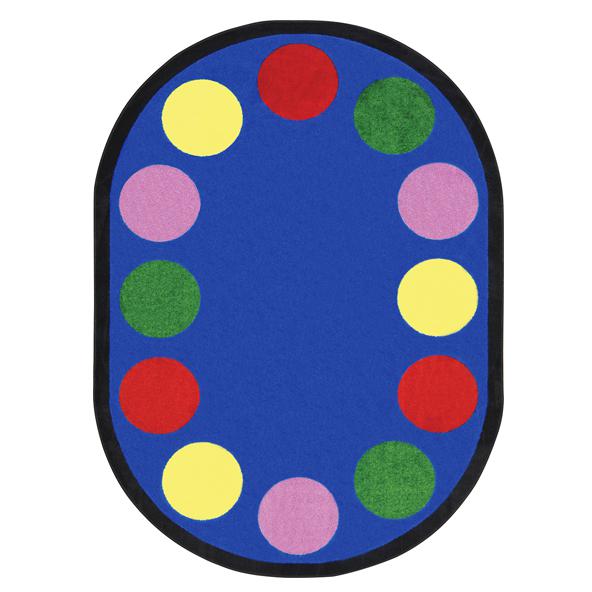 LOTS OF DOTS RUG 7.8 X 10.9 OVAL 16 DOTS PRIMARY. Picture 1
