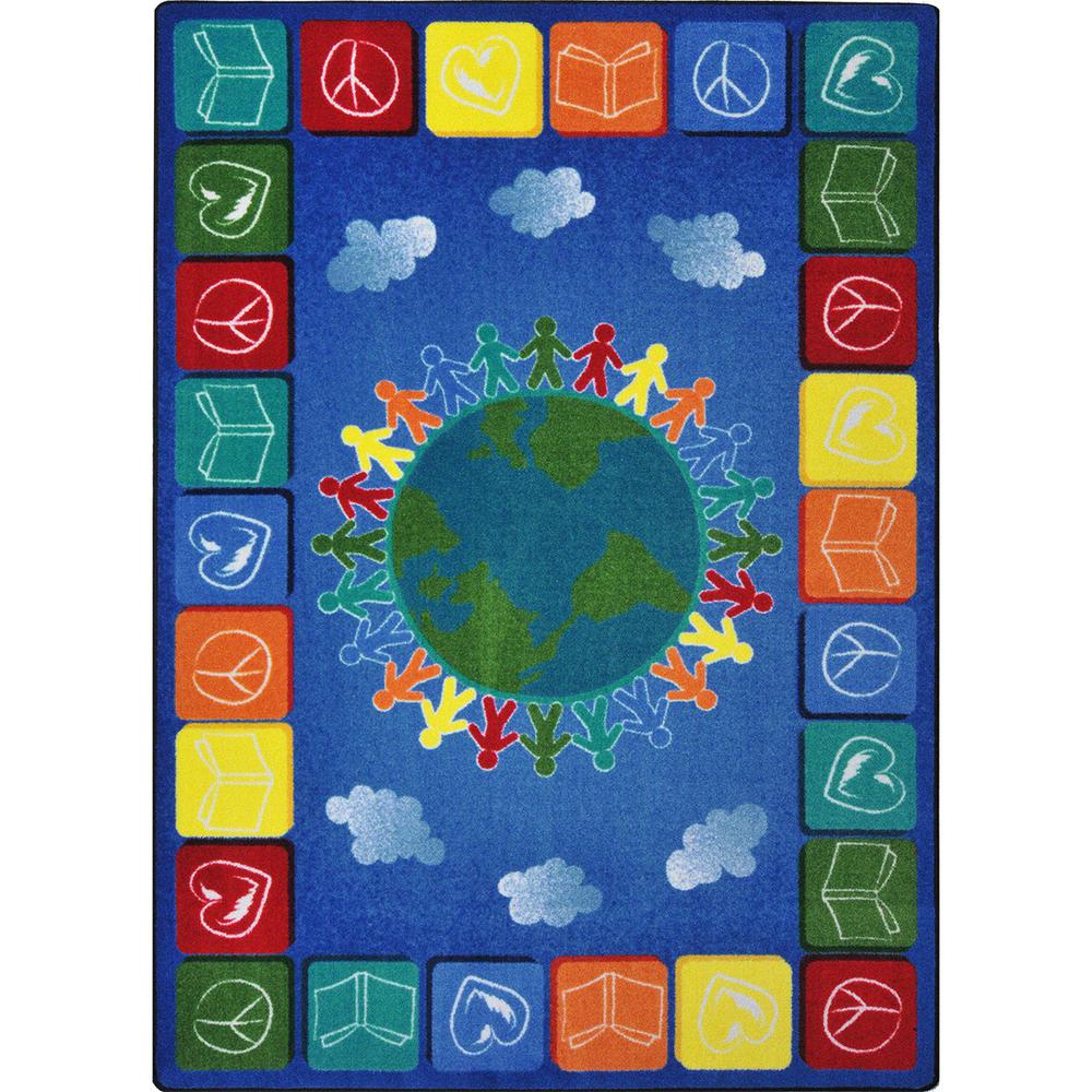 Peace Love Books 7'8" x 10'9" area rug in color Multi. Picture 1